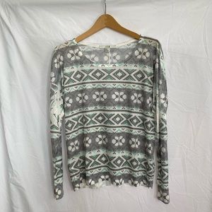 Forever 21 Aztec Print Thin Knit Long Sleeve Top
